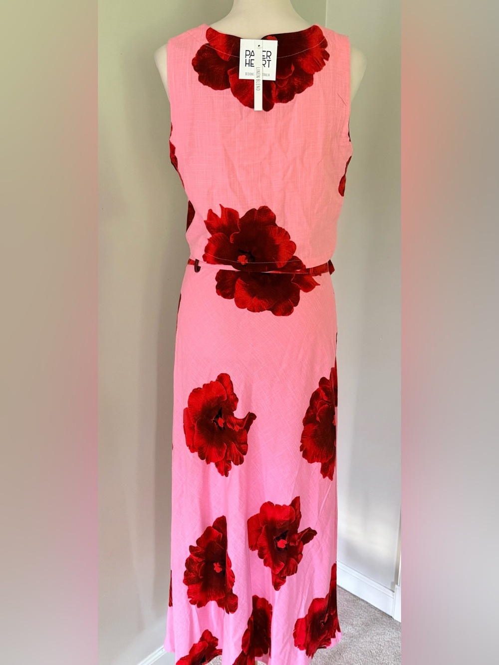NWT Paper Heart Australia Pink Floral Linen Blend 2-Piece Midi Skirt Set M - Picture 2 of 4
